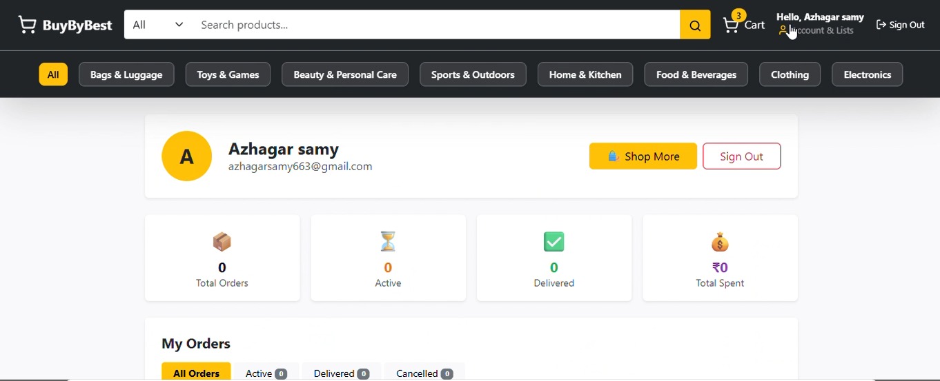BuyByBest account dashboard
